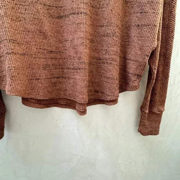 Treasure and Bond || Baby Cowl Cropped Curved Hem Slub Sweater Rust Orange XS - Picture 5 of 11